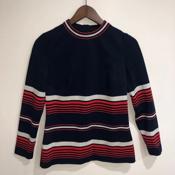vintage 60s French new wave striped long sleeve top🥖❤️🧑‍🎨 - Picture 4 of 5